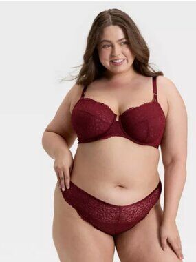 Women's Lace Unlined Balconette Bra - Auden Berry Red 36 DD #3069